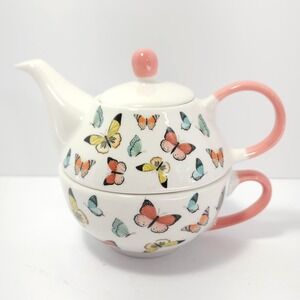 Elum Designs Tea For One Set Cup and Teapot Butterflies